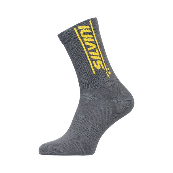 Unisex bikové ponožky Silvini Avella tmavo šedá/žltá