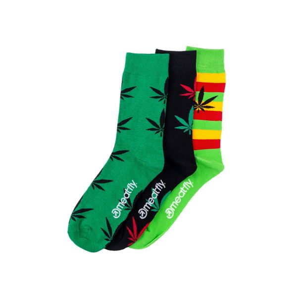 Meatfly ponožky Ganja Green socks - S19 Triple pack