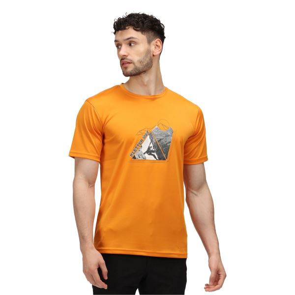 Pánske funkčné tričko Regatta FINGAL SLOGAN oranžová