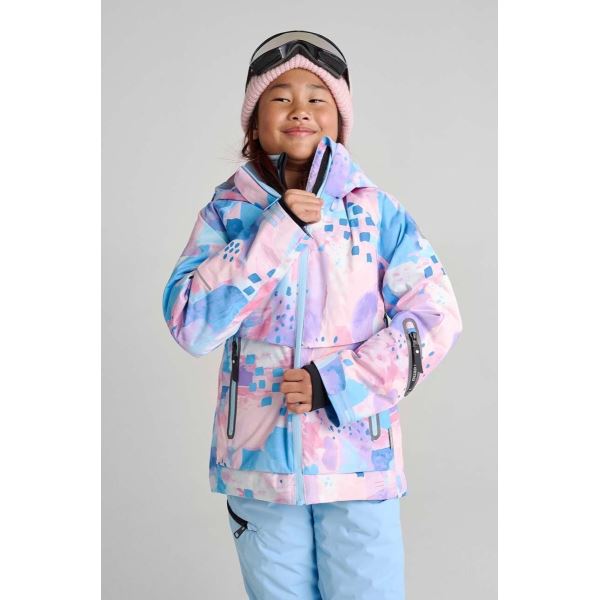 Dievčenská zimná lyžiarska bunda Reima Posio modrá/ružová