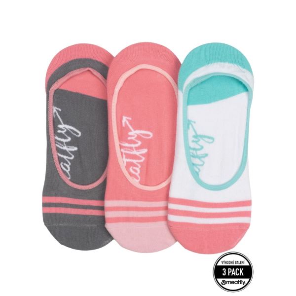 Dámske ponožky Meatfly Low Socks Triple Pack šedá/ružová