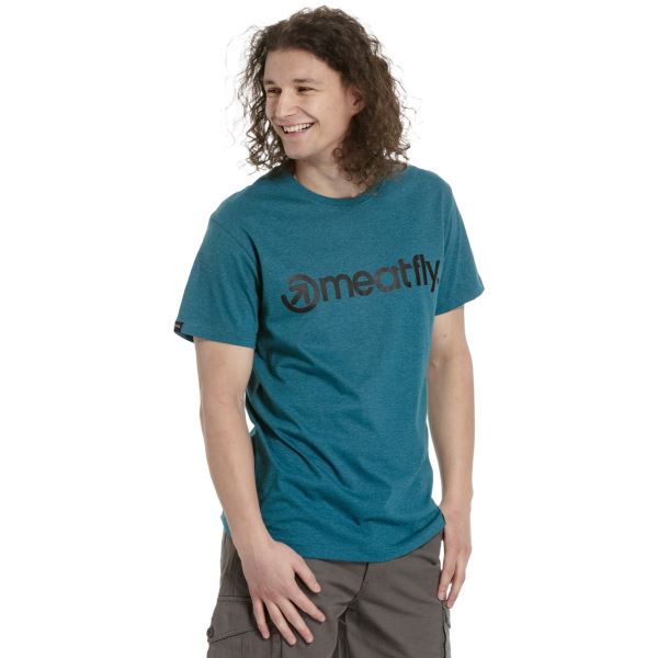 Pánske tričko Meatfly MF Logo petrolejová