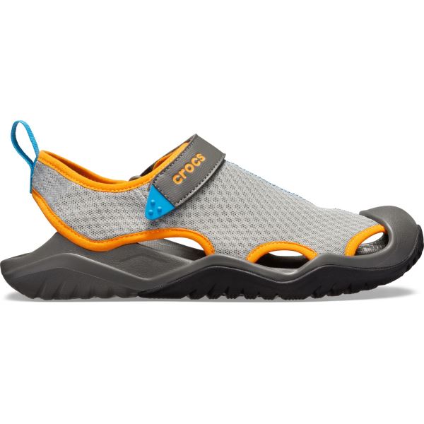 Pánske topánky Crocs Swiftwater Mesh Sandal sivá / oranžová