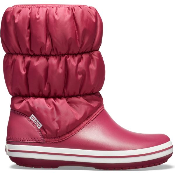 Dámske zimné topánky Crocs WINTER PUFF BOOT granátovo červená / biela