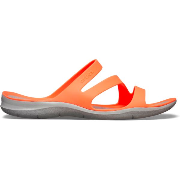 Dámske šľapky Crocs SWIFTWATER Sandal W korálovo oranžová / šedá