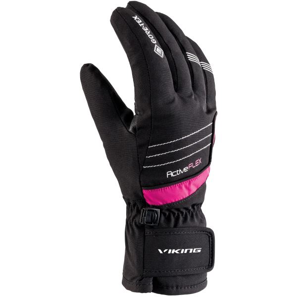 Detské lyžiarske rukavice Viking HELIX GTX čierna/ružová