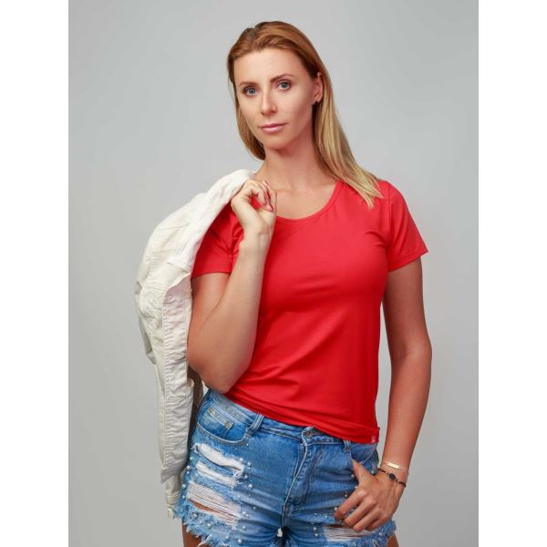 Dámske bavlnené tričko CityZen klasické s elastanom červená