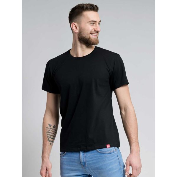 Pánske bavlnené tričko CityZen s okrúhlym výstrihom čierna