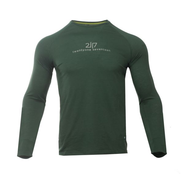 Pánske merino tričko s dlhým rukávom 2117 LUTTRA zelená