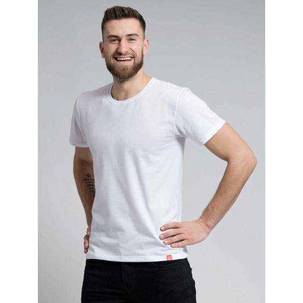 Pánske bavlnené tričko CityZen s okrúhlym výstrihom biela