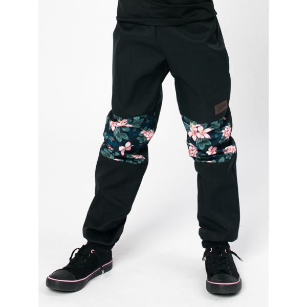 Dievčenské softzhlové nohavice DREXISS MOON FLOWERS čierna