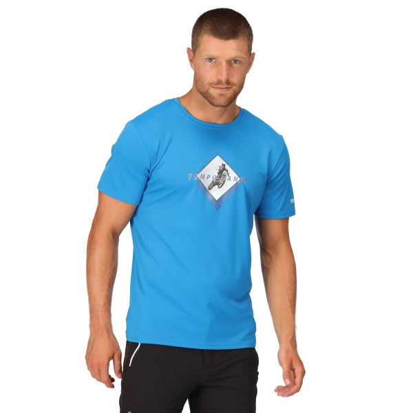 Pánske funkčné tričko Regatta FINGAL SLOGAN II modrá